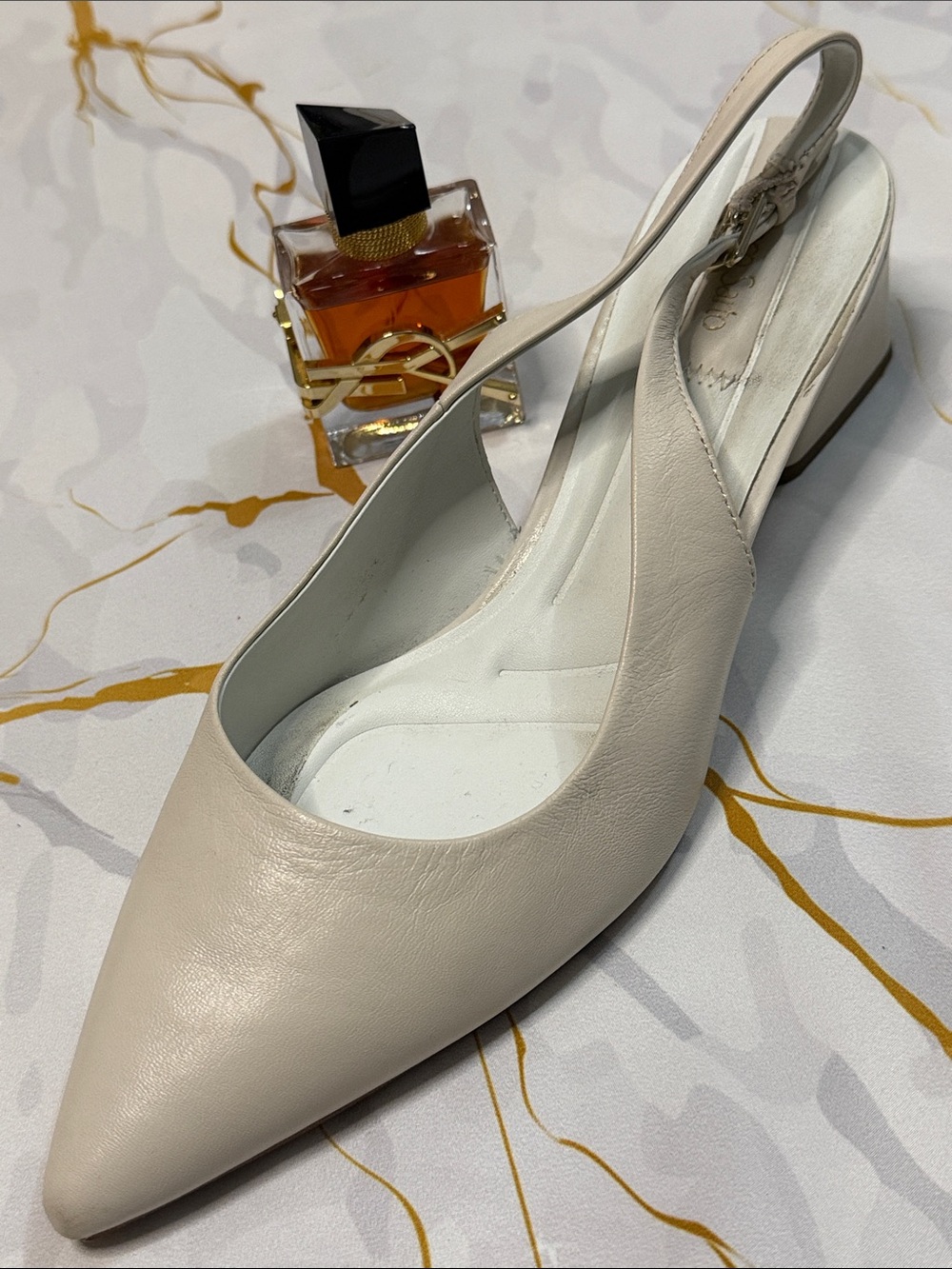 Franco Sarto Cream Pointed Slingback Flats